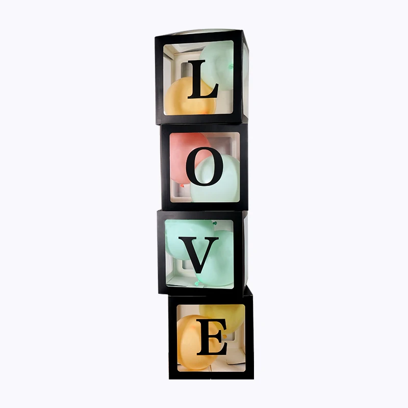 black love DIY прозрачный ящик держатель воздушных шаров для хранения для детского душа украшения для мальчиков и девочек Oh Детские вечерние шары украшения 1 день рождения Декор - Цвет: black love