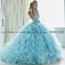 Светильник, голубое милое Тюлевое Пышное Платье, бальное платье с кристаллами, бисероплетение, разрез спереди, Vestido, без бретелек, вечерние платья