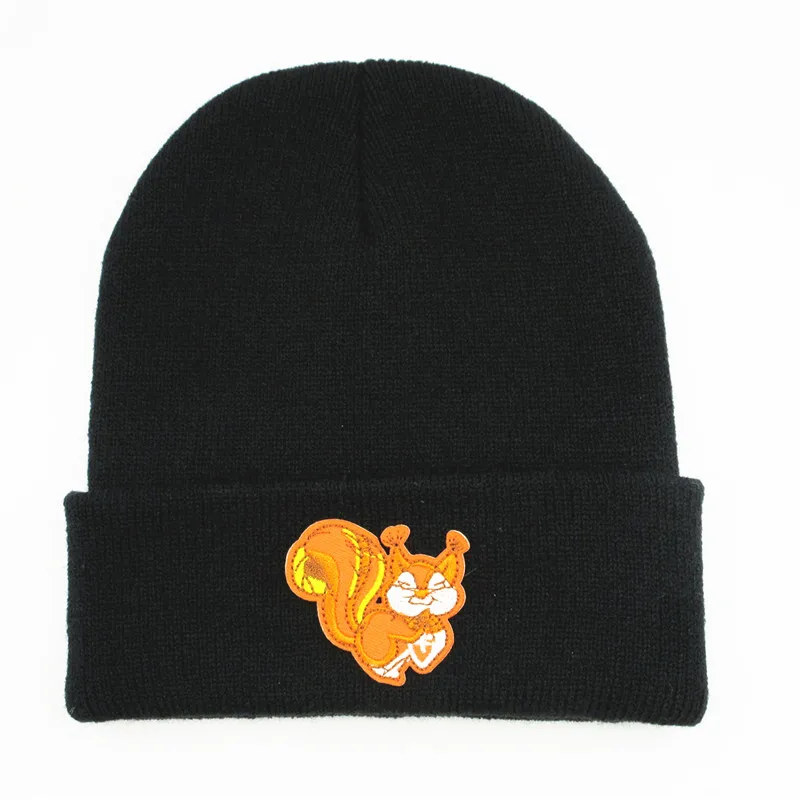 

LDSLYJR Cotton squirrel animal embroidery Thicken knitted hat winter warm hat Skullies cap beanie hat for men and women 396