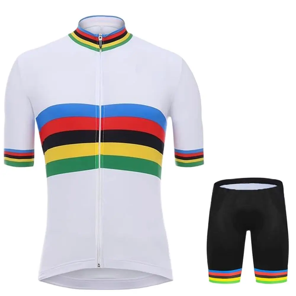 World Champion Cycling Jersey Set White Pro Cycling Clothing Road Bike Suit Bicycle Bib Shorts MTB Uniform Maillot Culotte cycling jersey set