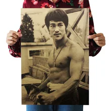 [B265] Брюс Ли с-Ностальгический ретро плакат из крафт-бумаги экран для помещений кафе декоративная живопись