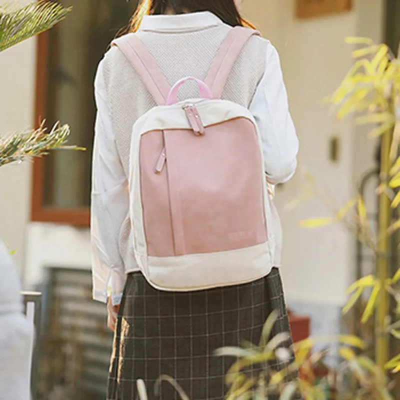Простая ткань, женские рюкзаки, лоскутные цветные школьные сумки для девочек-подростков, модные женские дорожные сумки