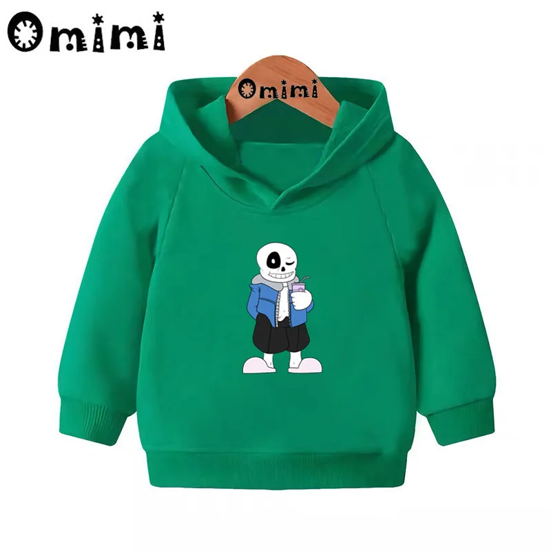 Skull Brother Undertale Sans/свитшоты; детские толстовки с капюшоном; крутой пуловер для малышей; топы для девочек и мальчиков; осенняя одежда; KMT2405 - Цвет: Green-2405B