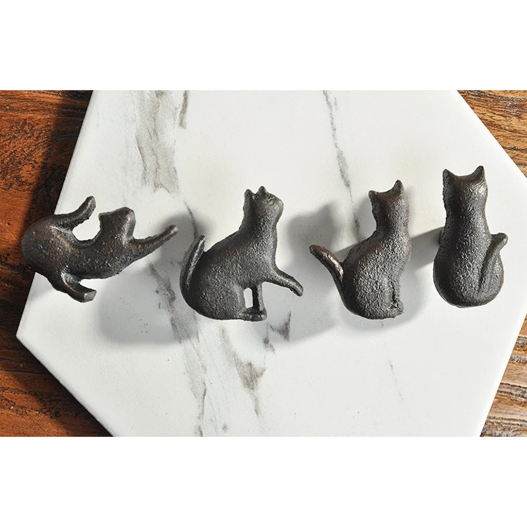 Variety Cast Iron Cute Cat Style Door Drawer Cabinet Pull Handle Knobs Vintage Rural Furniture Hardware Door Pull Handle Knob
