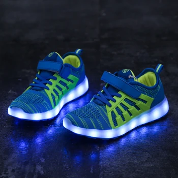 

Blue Pink Black 2018 New 25-37 USB Charger Glowing Sneakers Led Children Lighting Shoes Boys/Girls illuminated Luminous Sneaker