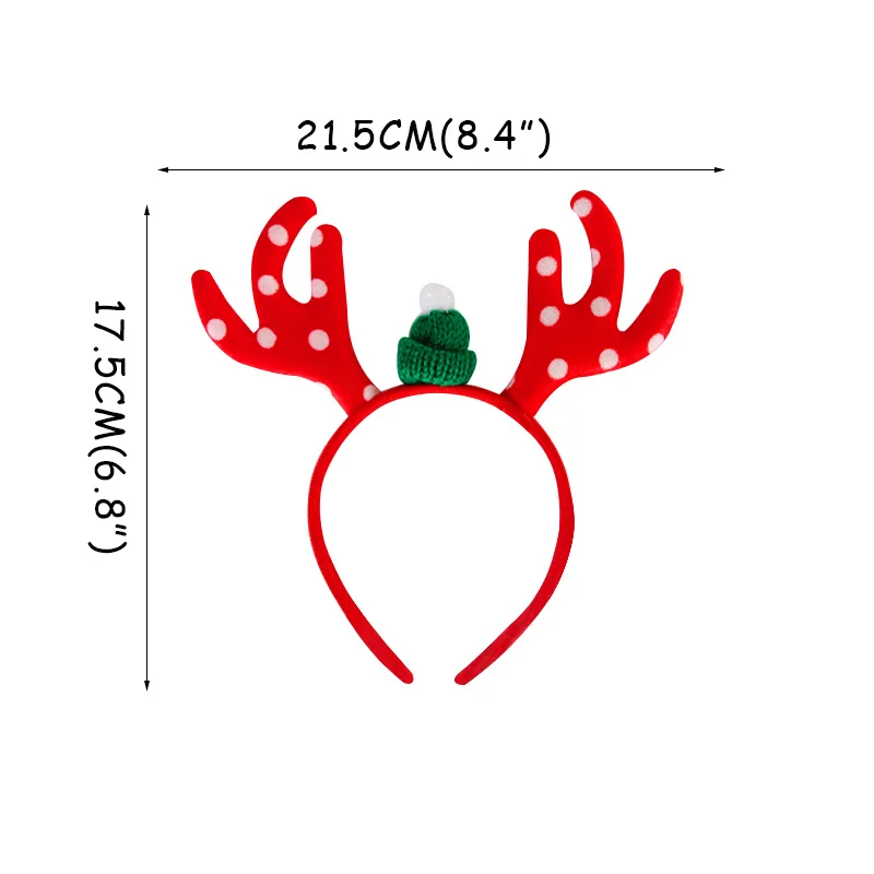 Christmas Costume Merry Christmas Tree Reindeer Horn Snowflake LED Hat Glasses Headband Christmas Decorations for Home Gift Noel - Color: 1pcs headband