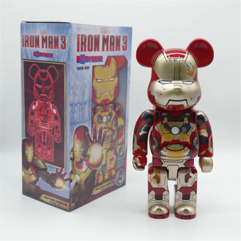 

28CM Anime Bear 400% The Avengers Superhero Iron Man PVC Action Figure Collectible Models Toys Gifts X4484