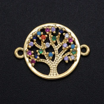 

5pcs/lot 16x21mm Rainbow CZ Tree of Life Connerctor Charm Wholesale 100% Micro Pave Cubic Zirconia Connectors DIY Jewelry Making