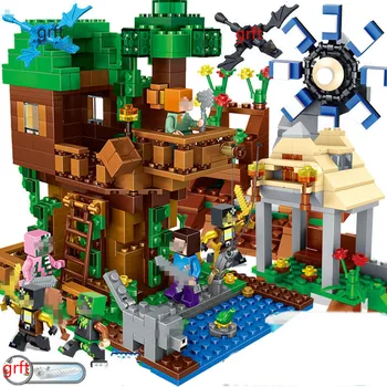 

2020 New Steve Compatible Lepinedlys my world Playmobil Mountain Cave Light My Worlds Elevator Bricks Toys for Children
