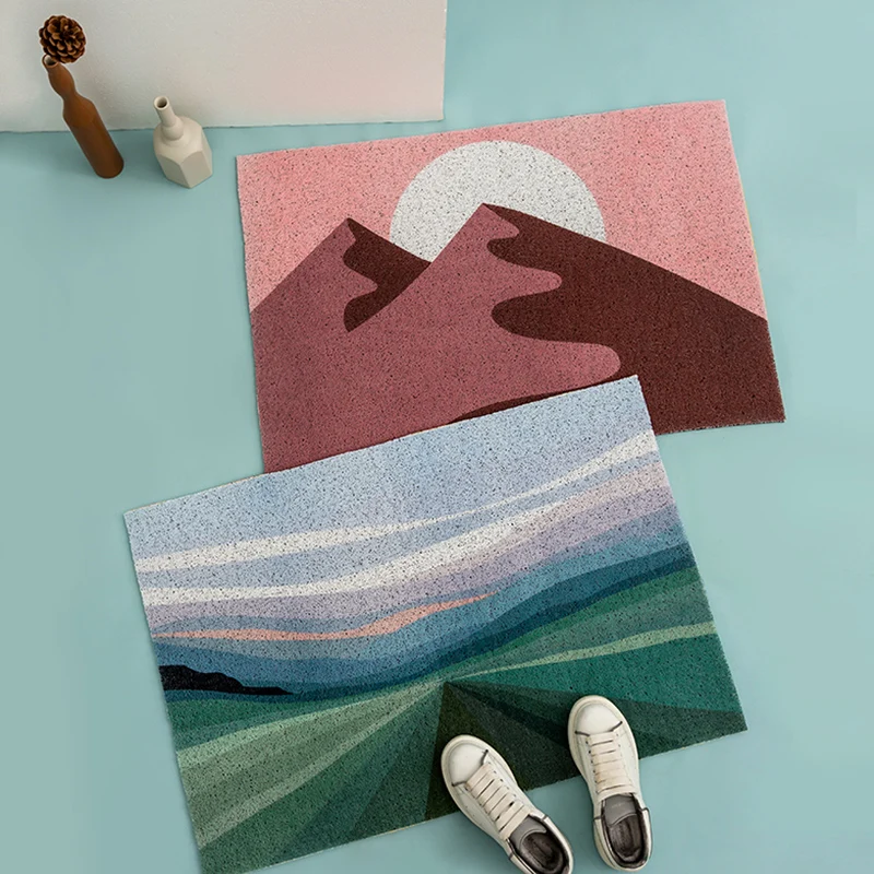 

Home Doormat Carpet PVC Silk Loop Bathroom Bedroom Living Room Kitchen Doormat Non-slip Can Be Cut Custom Entrance Mats Carpet