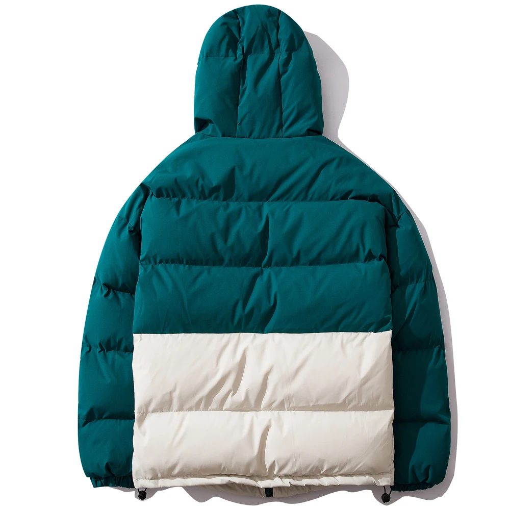 OSCN7 Retro Oversize Contrast Color Padded Jackets Men Japanese Streetwear Loose Casual Women Parkas Jackets Coat 6086