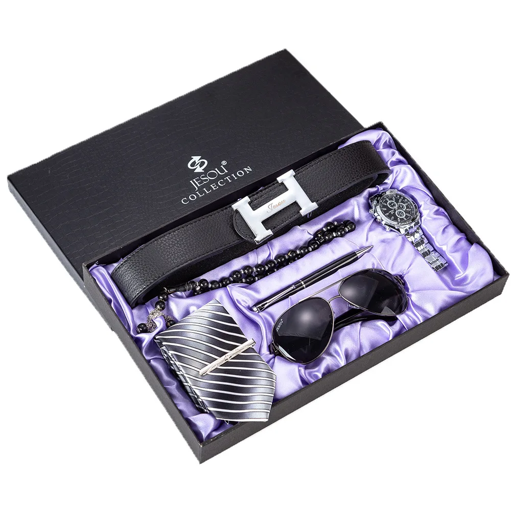 

Men's Gift Set Watch + Sunglasses Tie Belt Pen Rosary Bracelet Set wrist watch men gifts men fashion Quartz Business Alloy