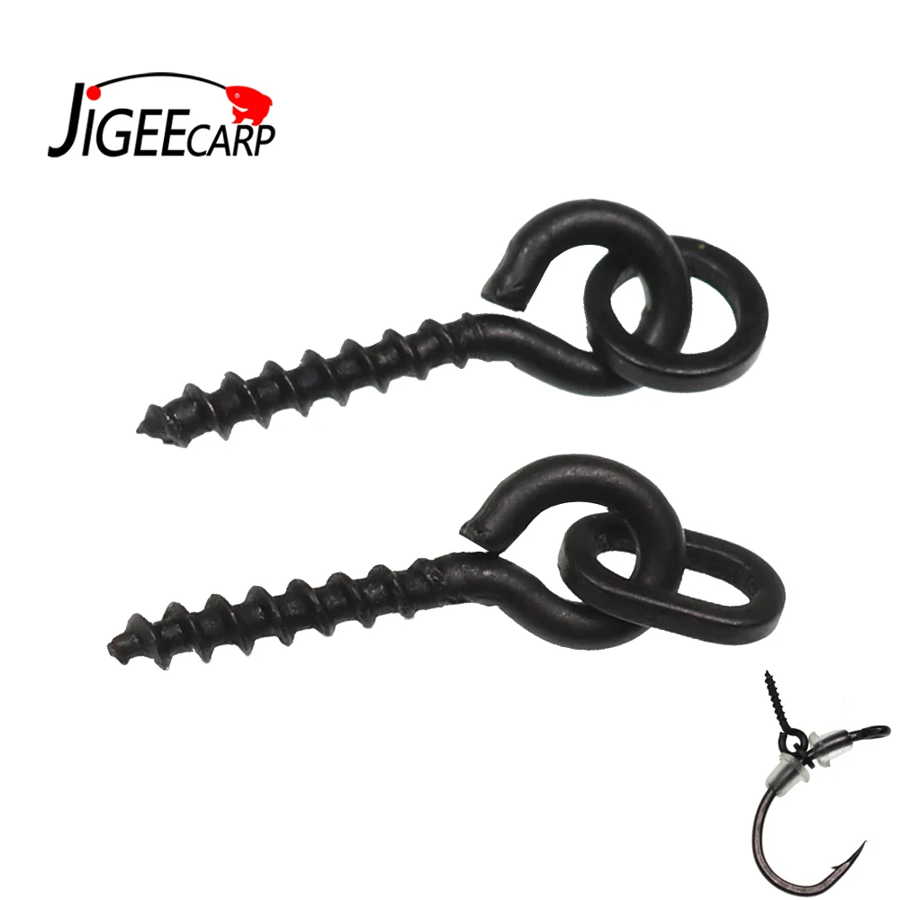 

JIGEECARP 20PCS Carp Fishing Boilie Screw Ped with Ring Swivel D-Rig Chod Rig Terminal Tackle Bait Holder Steel Screw 13mm 15mm