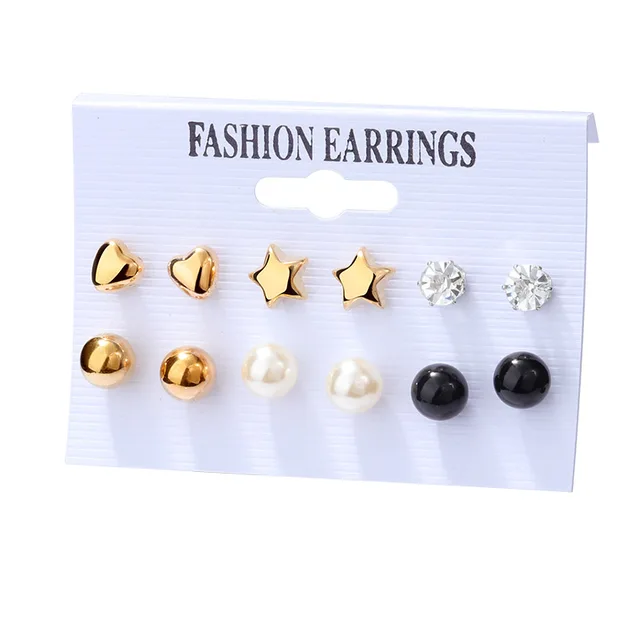 BLINLA Fashion New Stainless Steel Acrylic Crystal Stud Earrings for Women Jewelry Vintage Roman Numerals Smmaallye Earring 2021 SET 14