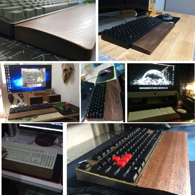 Walnut Wooden Mechanical Keyboard Wrist Rest Anti-Slip Mat Ergonomic Gaming Desk Wrist Pad Support 61 87 104 Keys
