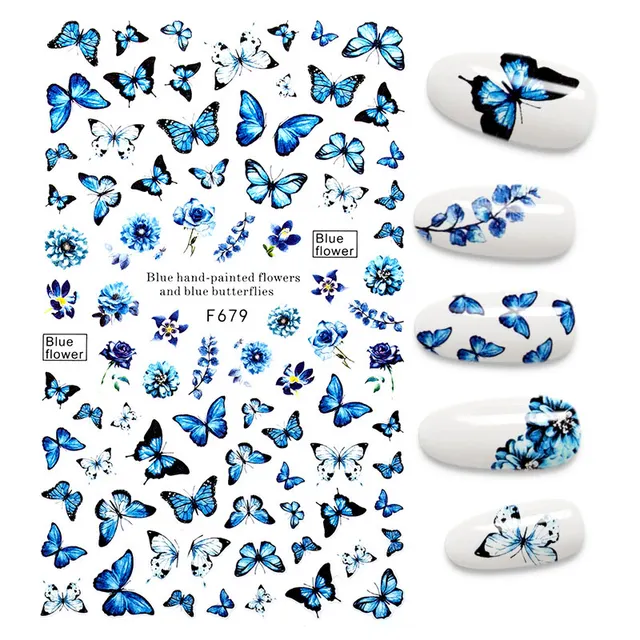 3D Nail Stickers Leaves Butterfly Panda Love Heart Design Stickers For Nails Manicure Foil Nail Art Decor pegatinas para uñas A140238