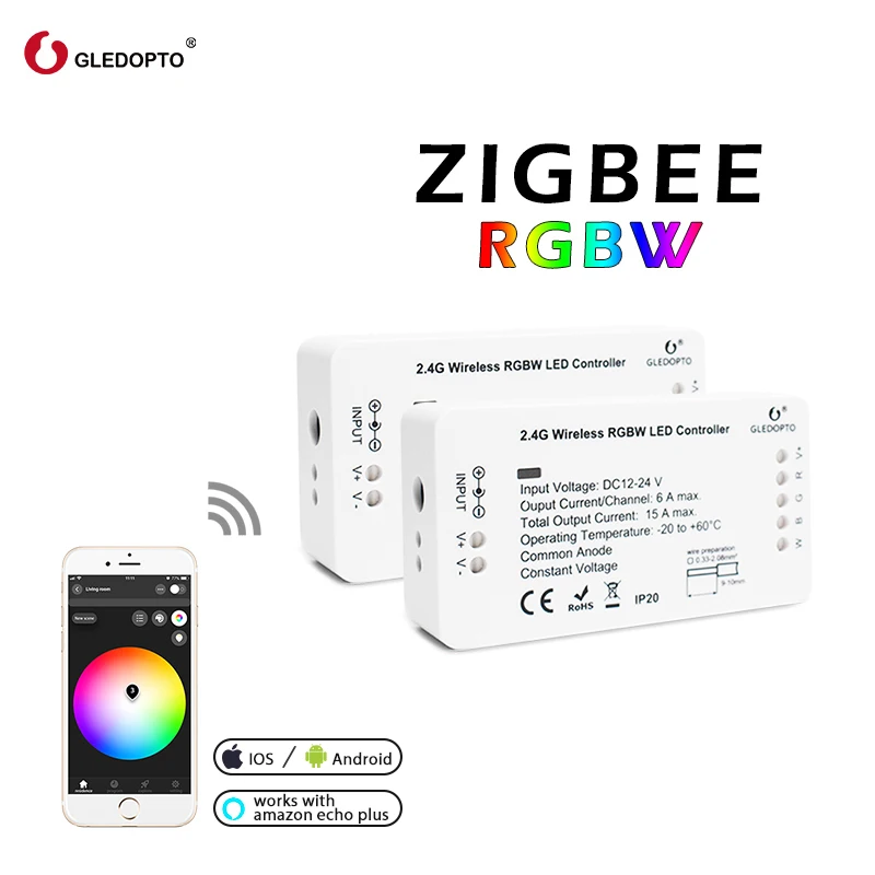 Умная Светодиодная лента Zigbee Zll LINK RGBW, светильник с затемнением, контроллер, совместимый с ECHO Plus Smartthings Hub, умный дом