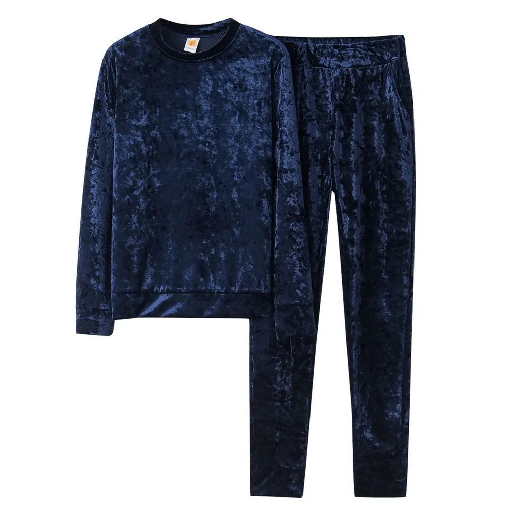 Blue Женский спортивный костюм, спортивный костюм, женский модный женский бархатный комплект, повседневные длинные штаны, повседневная одежда, спортивный костюм# g4 - Color: Blue