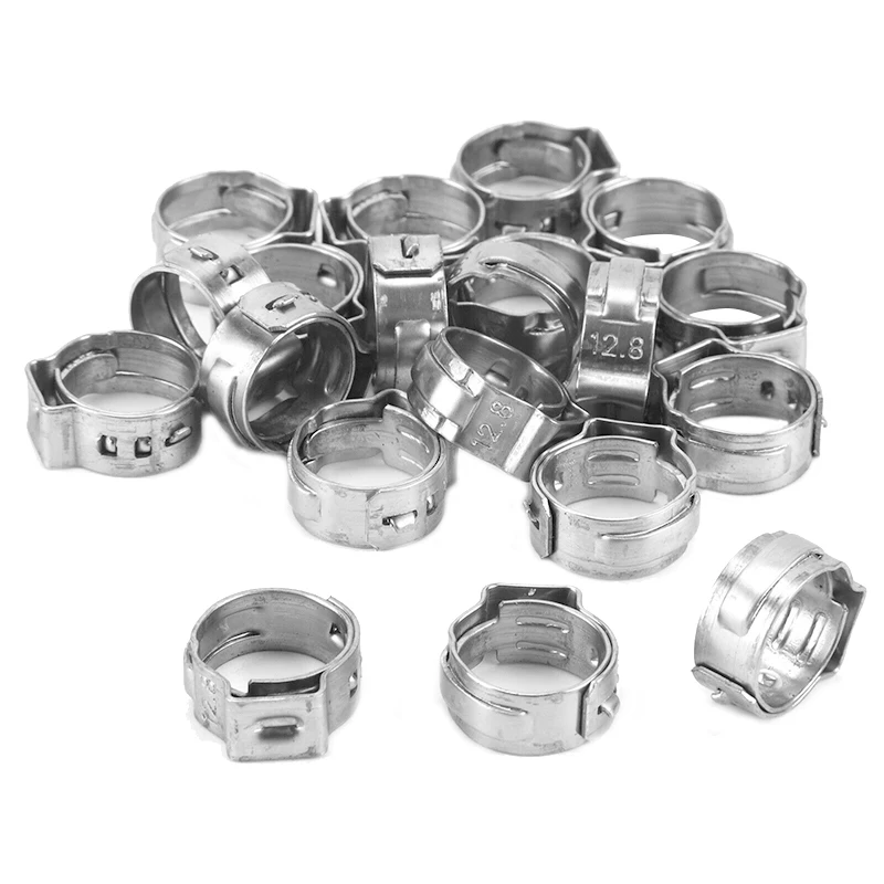 130pcs Single Ear Hose Clamps 7 Sizes Stainless Steel Water Pipe Hose Clamp Mixed Assorted Set for Sealing All Kinds of Hose