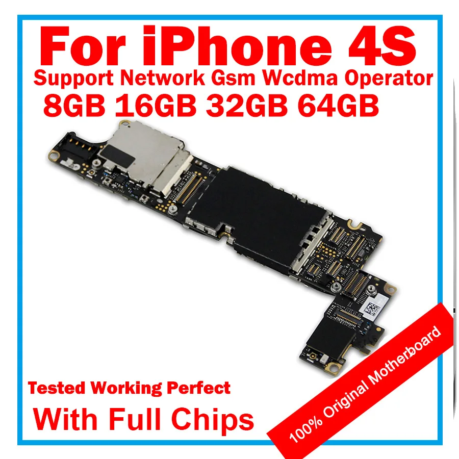 Clean iCloud MB Unlocked for iphone 4S Motherboard with Full Chips 8GB 16GB 32GB 64GB Logic Board mainboard LBS | Мобильные телефоны