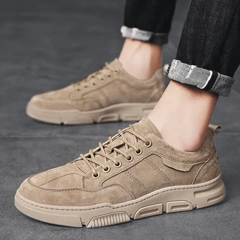 

Men Shoes fashion Leather Loafers Breathable Autumn lace up comfortable Casual Shoes Outdoor Men Sneakers shoes