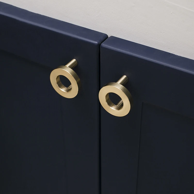 Circle Knob Gold Ring Brass Door Handles Pulls Cabinet Drawer