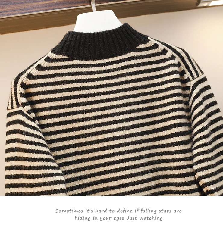 Large Plus Size knitted suit Women Sweater Skirt Suit stripe Pullover+Mini Skirt two piece set Autumn Winter warm Big 5xl suit