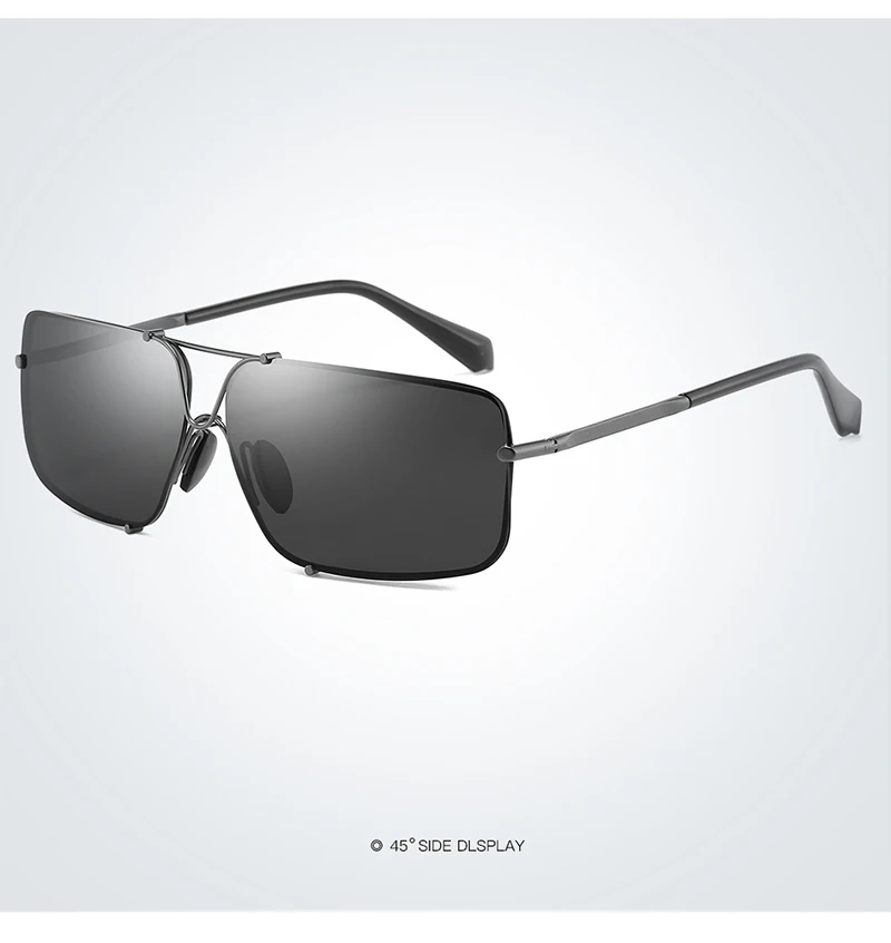 SAYLAYO Cool men's fashion Ретро Поляризованные металлические прямоугольные солнцезащитные очки водительские очки для рыбалки с коробка на молнии - Цвет линз: Gun Black With Box