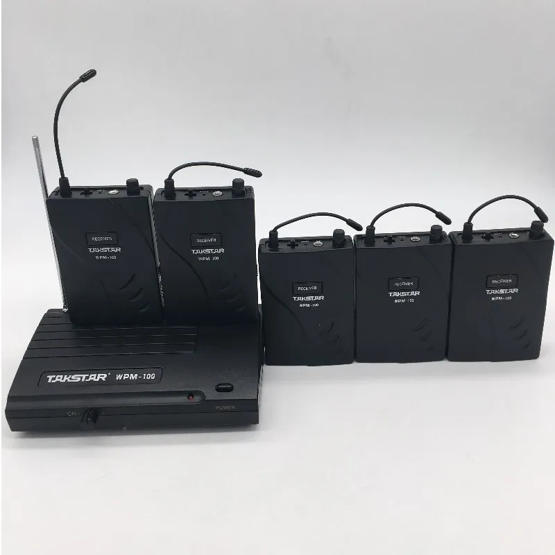Модернизированный Takstar WPM-100/WPM100 UHF сценическая Беспроводная система монитора наушники-вкладыши беспроводные стерео 1 передатчик+ 5 приемников