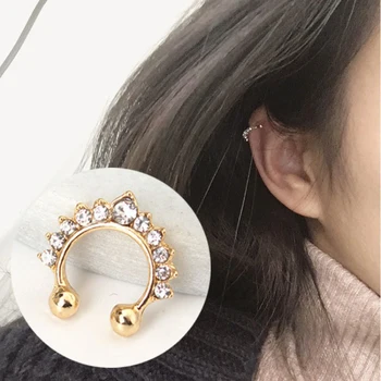 

1pc Sell New Fashion Clip Earrings Titanium Crystal Fake Nose Ring Septum Nose Hoop Ring Piercing Body Jewelry Drop Shipping