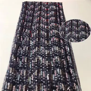 

2020 Nigeria Latest High Quality Sequin Lace Fabric Nigerian Laces Fabric Tulle Embroidered African Laces Fabric Wedding YS-9443