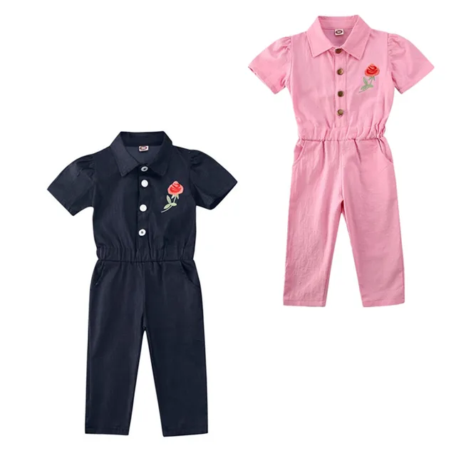 1-6Years Toddler Kid Baby Girl Denim Romper Long Jumpsuit Playsuit Outfits Clothes 1