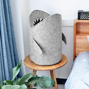

Cute Shark Shaped Felt Storage Basket Laundry Bag Bedroom Closet Clothing Toy Storage Basket Bags Home Organizer Wholesale