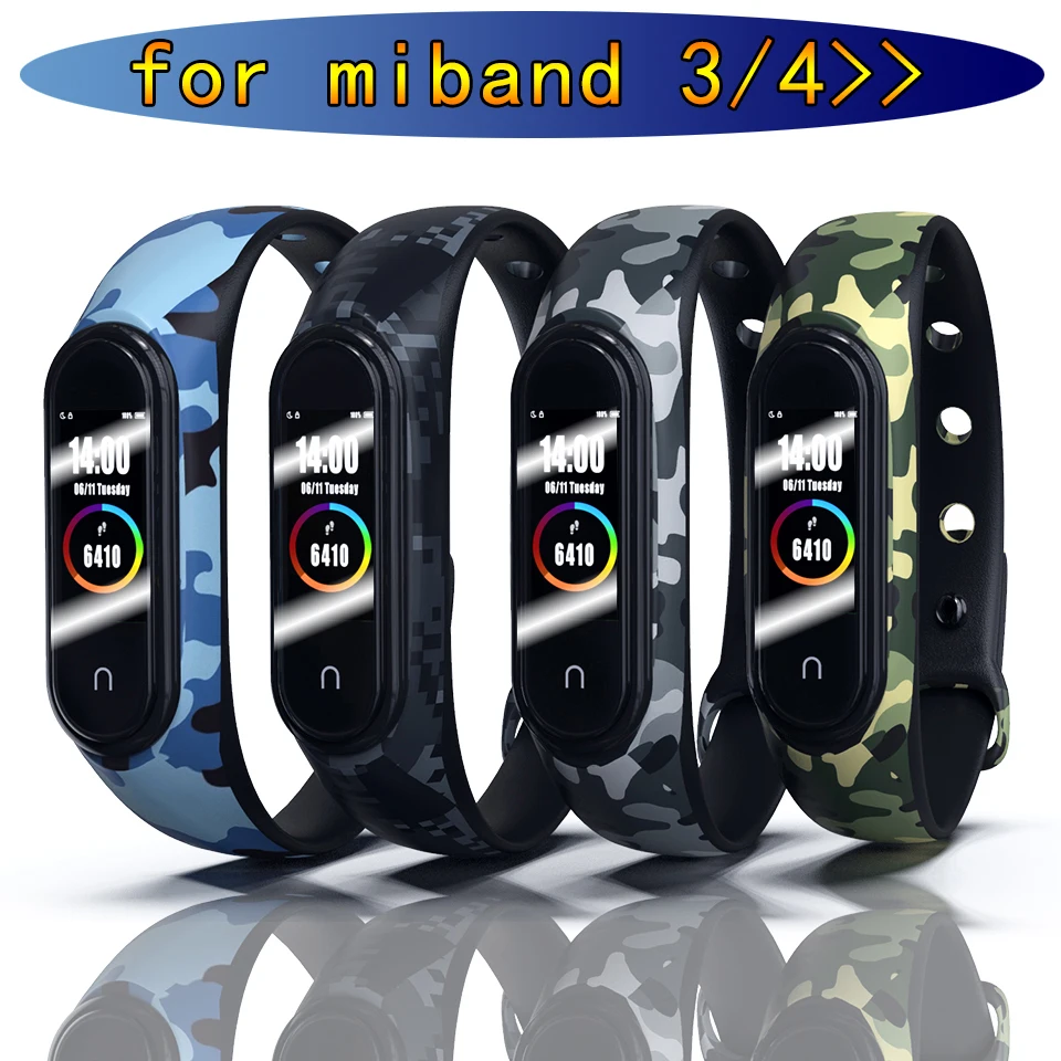 Камуфляжный браслет для Xiaomi Mi Band 4 силиконовый ремешок с цветочным принтом