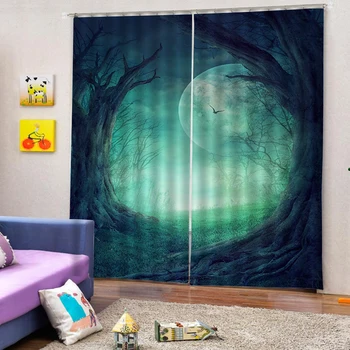 

Halloween Custom 3D Door Windows Curtains Thin for Adults kidsLiving Room Bedroom Decorative Kitchen Drapes Dropship