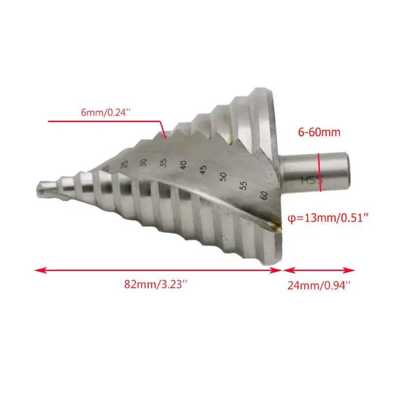 6-60 мм пагода шаг конусное Сверло HSS спиральные рифленые режущий инструмент
