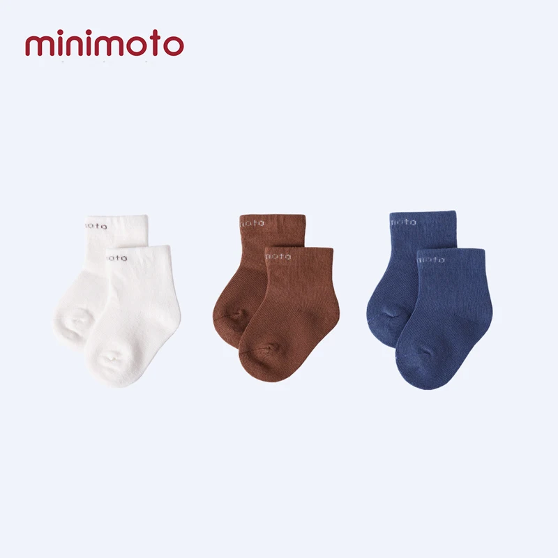 016 Minimoto 3 пар/компл. весенние детские носки «унисекс» Для малышей, однотонные хлопковые носки Детские носки детские Повседневное короткие носки 0-3 лет - Цвет: 016