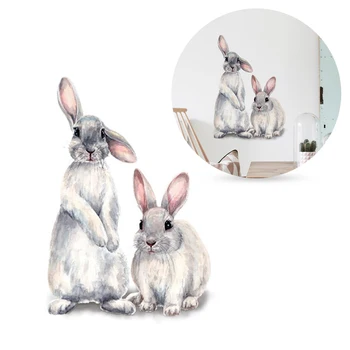

Two cute rabbits Wall sticker Children's kids room home decoration removable wallpaper living room bedroom mural bunny stickers