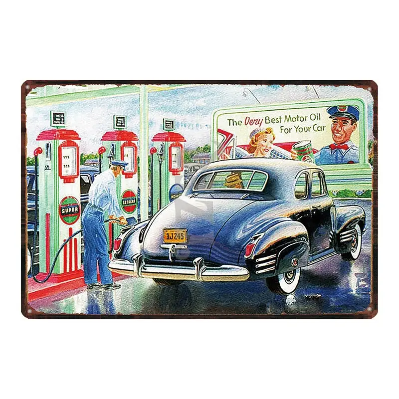 Винтаж АЗС плакат потертый шик металлическая ретро-картина автомобиля жестяная вывеска стены Бар Гараж дома Арт Декор 30X20 см DU-4486A - Цвет: DU-4501