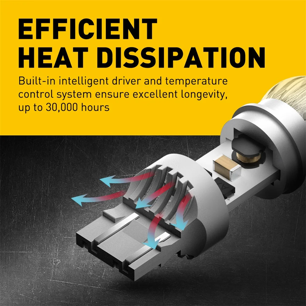 Enhanced LED Turn Signal and Tail Light Bulbs, 6000K White, 12V, Pack of 2