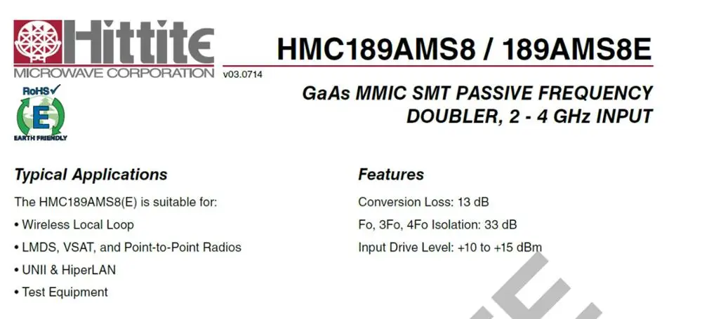DYKB HMC187 HMC189 HMC204 RF frequency multiplier 0.8GHZ-8GHZ Passive frequency multiplier F/ HAM radio Amplifier LAN