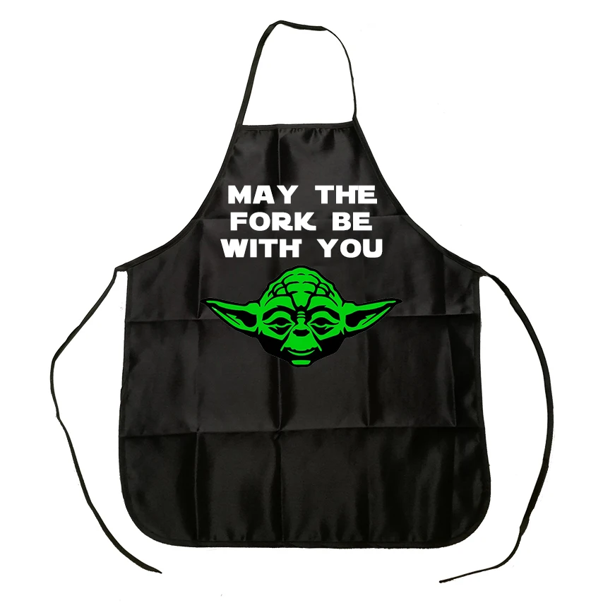 May the Fork Be With You Yoda Star Wars Apron For Women Man BBQ Cleaning Cooking Apron Kitchen Baking Accessories Fans Gift