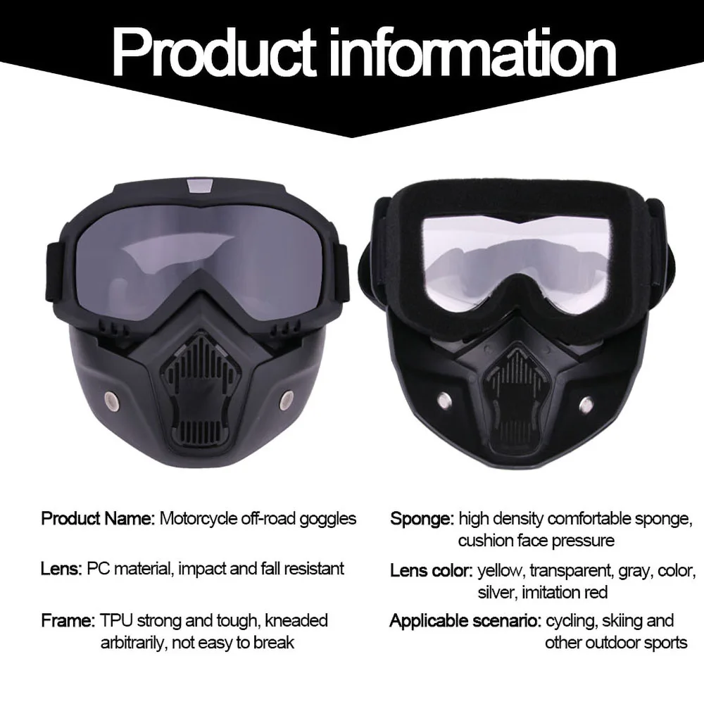 Adjustable Motorcycle Goggles /Breathable Mask 6