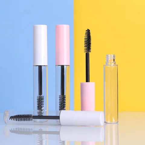 10mL Empty Mascara Tube with Eyelash Wand white pink cap Eyelash Cream Container Bottle Sample Vials With Rubber Inserts