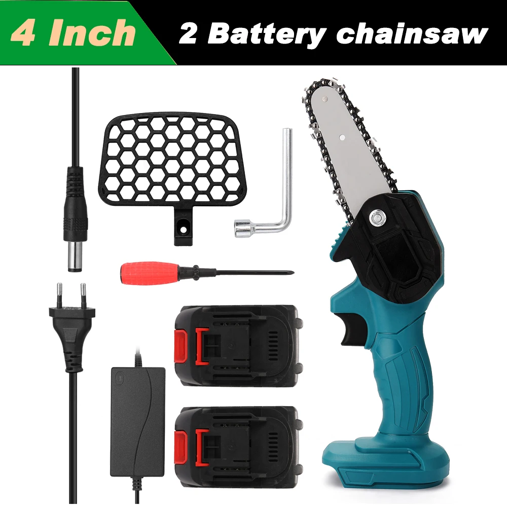 Power Tools 4 Inch/6Inch 21V Mini Electric Chain Saw With Battery Woodworking Pruning One-handed Garden Tool Rechargeable Saw best grass trimmer Garden Tools