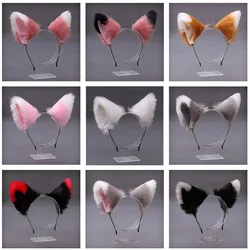 Cute Cat Fox Faux Fur Ear Hair Hoops Party Cosplay Hairband Fur Headbands Girls Fashion Hair Accessories Animal Ears Hair Band
