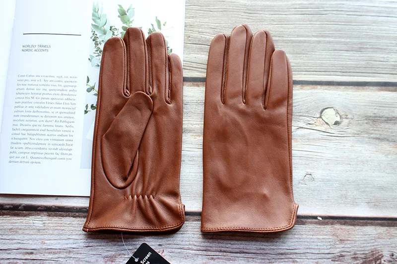 Summer Driving Sheepskin Gloves Men's Thin Touch Screen Leather Unlined Fashionable and Simple Motorcycle Riding Gloves