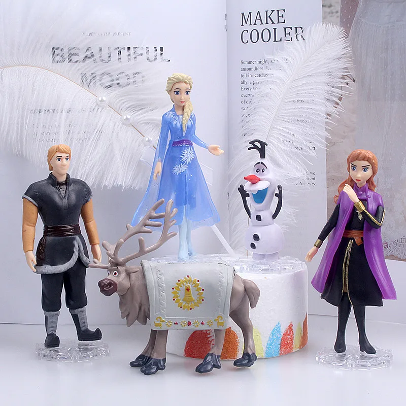 Disney Princess Figures Toys 8-13cm Frozen 2 Figurine Elsa Anna Olaf Sven Kristoff Pvc Action Figure Doll For Kids Gift 5pcs/set