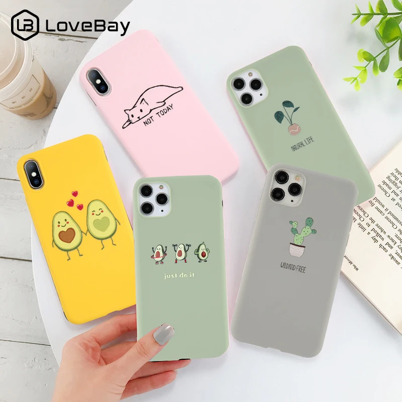 Lovebay рождественские чехлы для телефонов iPhone 7 XR 11 Pro авокадо волны кактус для iPhone 5 6 6s 8 Plus X XS Max мягкая задняя крышка из ТПУ