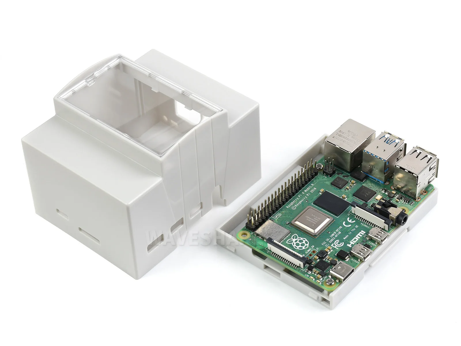 Pi4-Case-Din-Rail-B, Cassa Dell'Abs Della Ferrovia Di Din Per Raspberry Pi 4, Supporto Del Supporto Della Ferrovia Di Din, Materiale Dell'Abs, Finestr